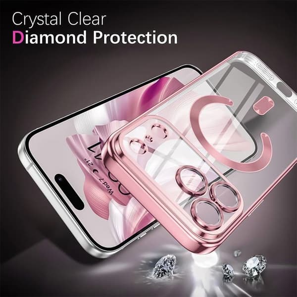 Skyddsfodral - BOOLING - för iPhone 17 Pro Max - Silikon med Rosa Magnetring - 2 Glas Rosa