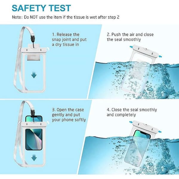 2x Vattentät Fodral för Redmi Note 15 Pro Plus/Note 15 Pro/Note 14/Note 13 Pro Plus/Note 13/12/11/10, IPX8 med Vit Kant Vit