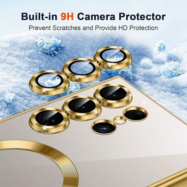 Coque för Samsung Galaxy S25 Ultra - med Magnetisk Cirkel - Guld + 2 Härdat Glas - BOOLING® Transparent, guld