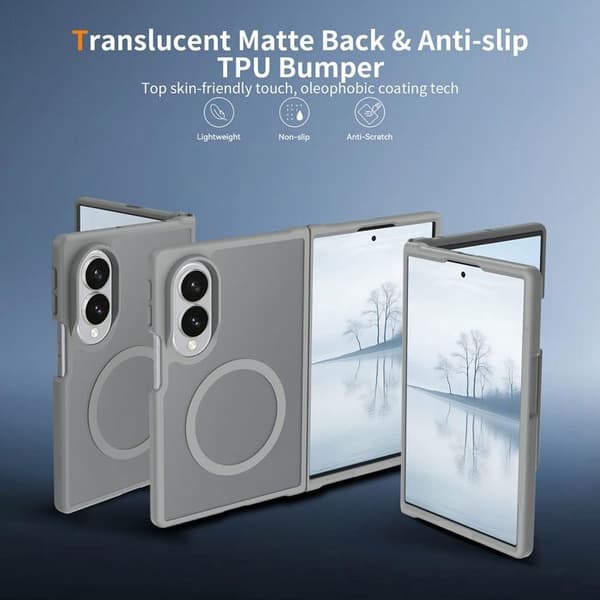 Skydd för Samsung Galaxy Z Fold 8, Stötsäker med Magnetring - Halvtransparent Grå Grå