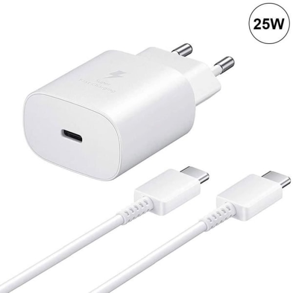 25W USB-C snabbladdare + 1M USB-C till USB-C-kabel Vit för Xiaomi Redmi 13C Redmi Note 13 4G-5G Note 13 Pro Plus 5G Vit