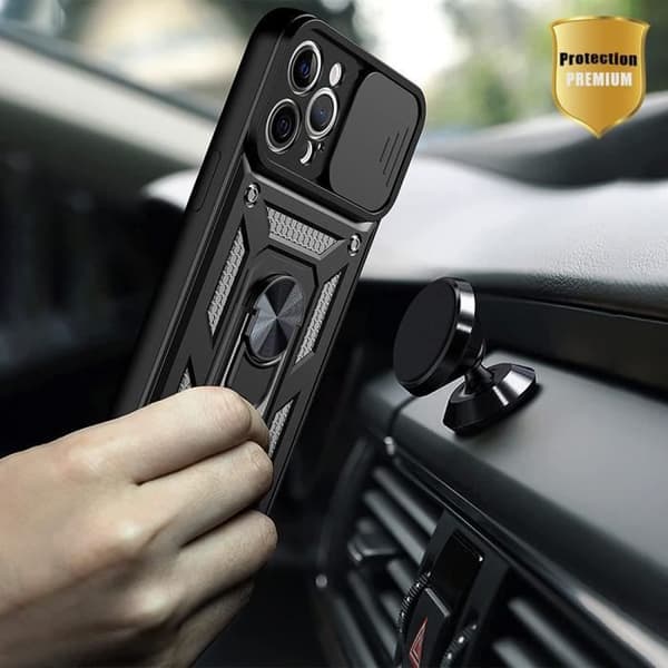 Skyddsskal - BOOLING - för iPhone 16 Pro - Stötsäker - Rotera stöd - Svart Svart