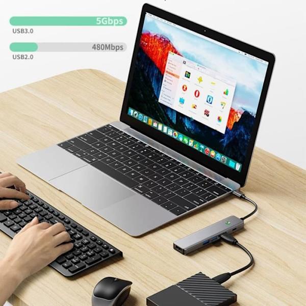4K USB-C till HDMI-adapter med USB 3.0-port, 100W PD, LED-knappindikator, 6 i 1 Adapter Hub för MacBook Air-Pro iMac