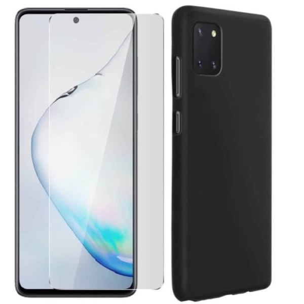 Coque og Temperet Glas - Samsung - Galaxy Note 10 Lite - Sort - Stødbeskyttelse - Elegant sort