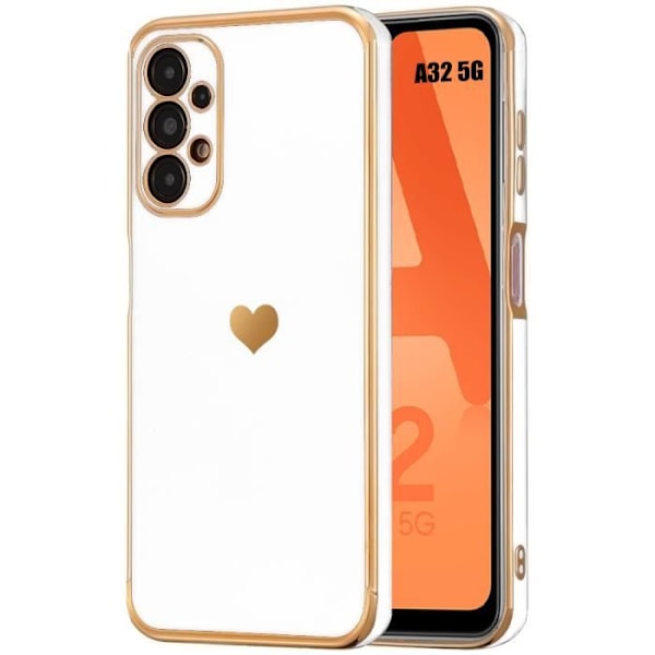 Skyddsfodral - BOOLING - för Samsung Galaxy A32 5G - Hjärtmönster - Stötsäker - Repbeständig - Vit Vit