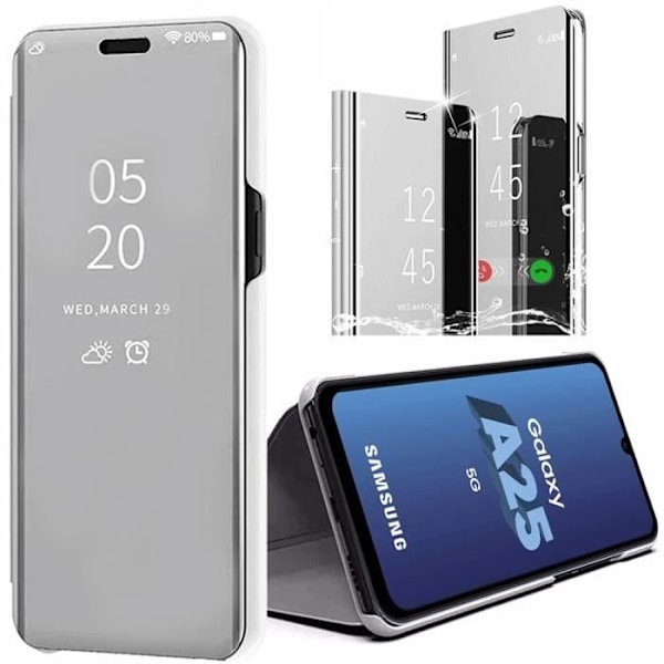 Fodral till Samsung Galaxy A25 5G - BOOLING - Smart Fodral Clear View 360° Stötsäker - Silver Silver