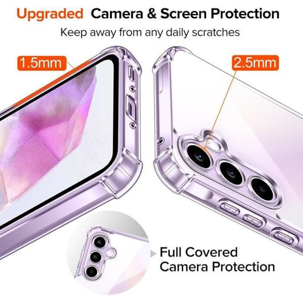 Skyddsskal - Samsung - Galaxy A35 5G - Stöttålig Silikon - Transparent - 2 Härdade Glas Transparent