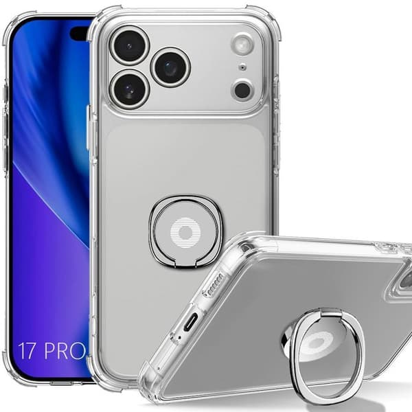 Skyddsfodral - BOOLING - iPhone 17 Pro - Slim Transparent Silikon - Silverstöd - Stötsäker Transparent
