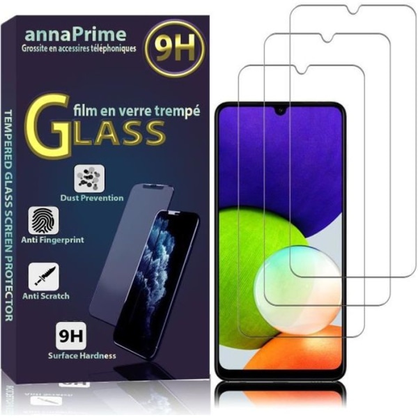 För Samsung Galaxy A22 4G 6,4": Lot - Paket med 3 skärmskydd i härdat glas