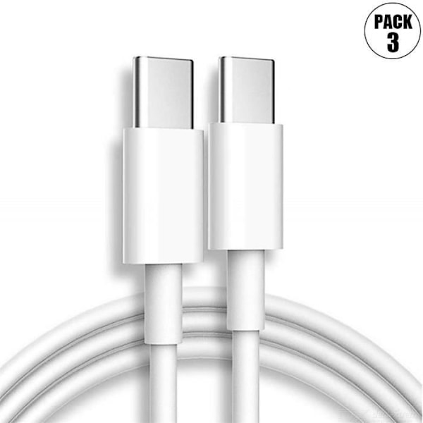 3x Type-C till Type-C Laddningskabel Vit 1M för Xiaomi Redmi Note 14 Note 13 Pro Note 13 5G Redmi 13C 14C Vit