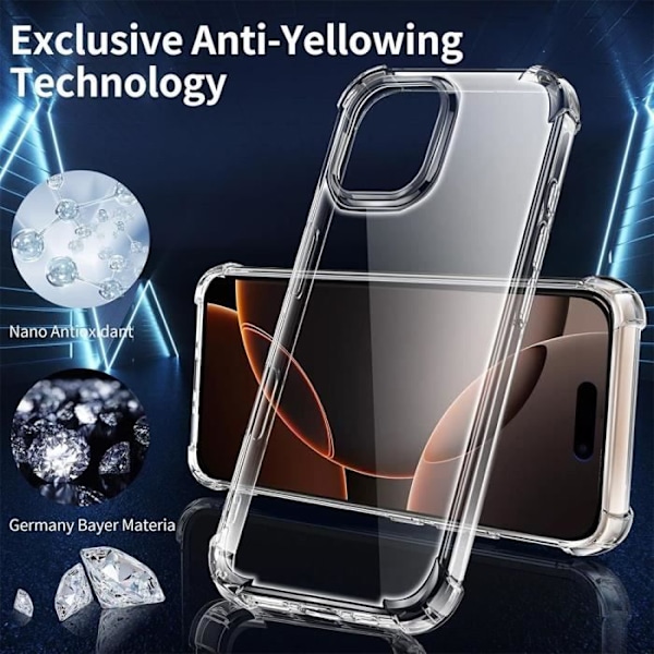 Skyddande hölje - Förstärkt - iPhone 16 Pro - TPU Stötsäker - Svart Snodd - Mjuk Transparent