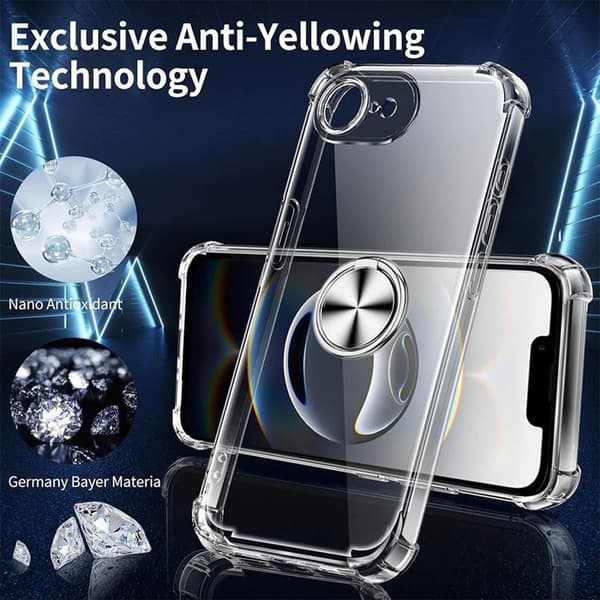 Skal för iPhone 17e, Stötsäker Transparent Skydd med Justerbart Silverstöd Argenté, Transparent
