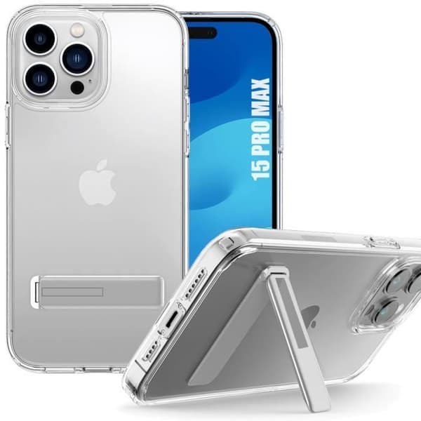 Skal - för iPhone 15 Pro Max - Stöttålig Transparent Grå
