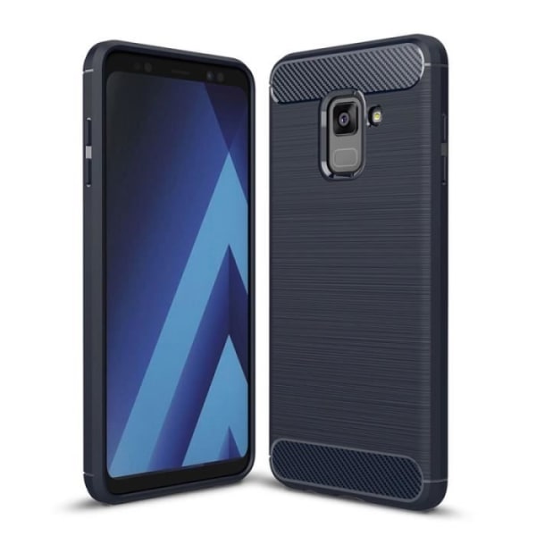 Marinblått fodral till Samsung Galaxy A8 2018 Borstad kolfiber Stöttåligt TPU skyddsfodral Övrigt