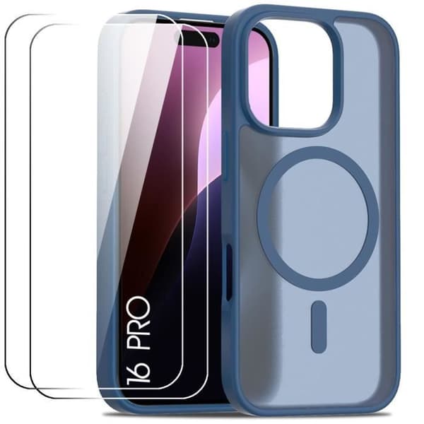 Skyddsskal - BOOLING - för iPhone 16 Pro - Stötsäker - Magnetring - Marinblå marinblå
