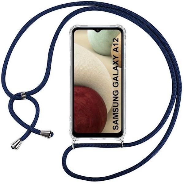 Skyddslock - PROSHOP - Samsung Galaxy A12 - TPU Antichock - Mörkblå Snodd - Flexibel Transparent-marinblå