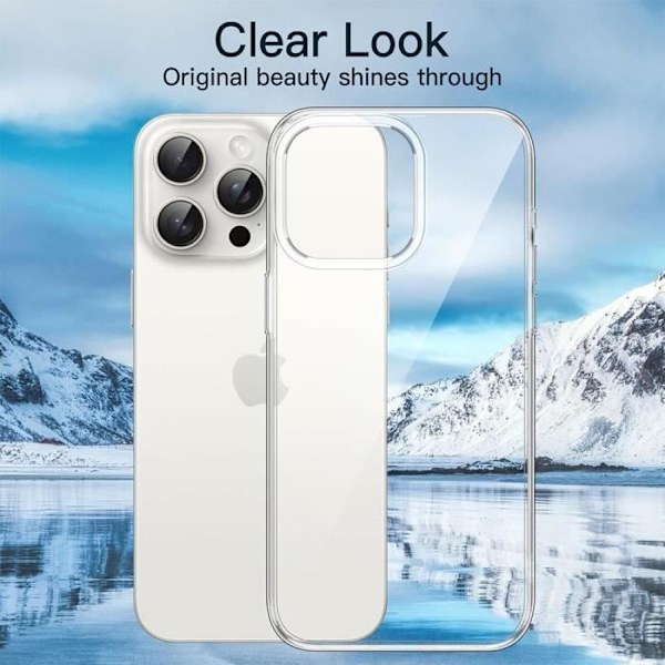 Fodral för iPhone 16 Pro Max med 2 härdade glasögon - Transparent silikonförstärkt skyddsfodral Transparent