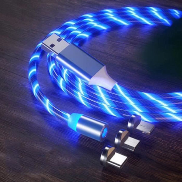 XX Glow LED-belysning Snabbladdning Magnetisk USB Typ C-kabel Magnetisk USB Mikroladdarkabel för Huawei iPhone