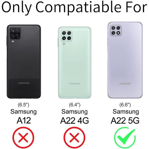 Fodral för Samsung Galaxy A22 5G, helt främre + bakre hårt skydd, 360 graders skydd Touch-fodralfodral