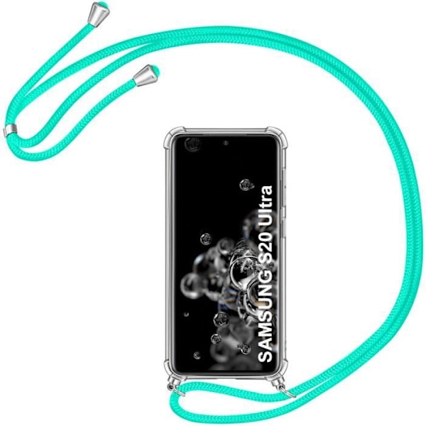 Skyddsskal - Samsung - S20 Ultra - Transparent - Halsband - Grön Transparent-Grön