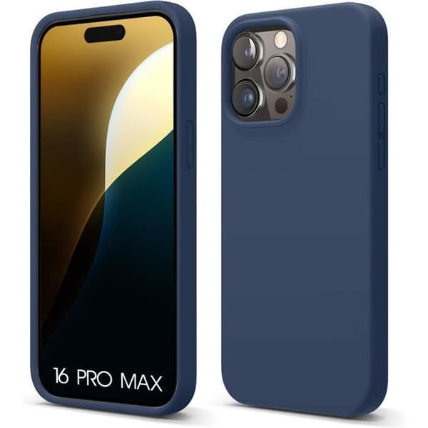 Skyddsskal - BOOLING - för iPhone 16 Pro Max - Silikon - Mjukt - Mörkblå marinblå