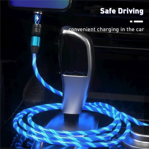 USB Typ C-kabel - Grön - Typ C-1m - Snabbladdning - Rotatable LED-belysning - Anslutning