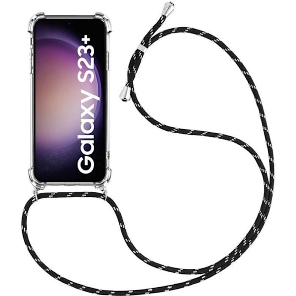 Lanyardfodral för Samsung Galaxy S23+ - S23 Plus Anti-Scratch Transparent TPU med Lanyard Black Svart