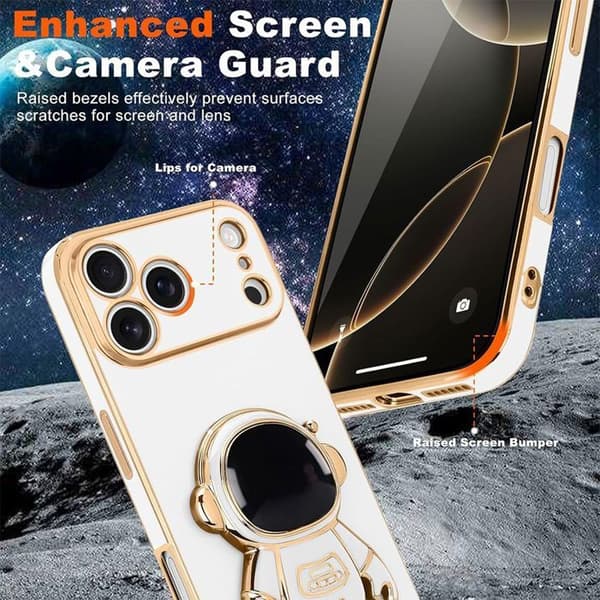 Coque - BOOLING - för iPhone 17 Pro Max - Stötsäker Vit med Astronaut Stöd Vit