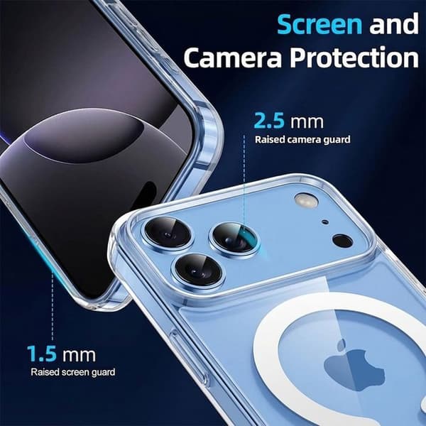 Skal för iPhone 18 Pro Max, Skydd med Antichock Magnetring - Transparent Transparent