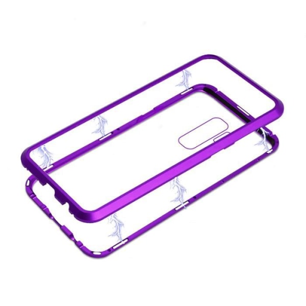 Etui - Samsung - Galaxy S9 - Metal - Hærdet glas - Gennemsigtig Sort Sort + gennemsigtig