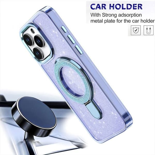 Skyddskal - BOOLING - för iPhone 17 Pro - Silikon PC med Blå Magnetisk Cirkeln - 2 Glas Blå