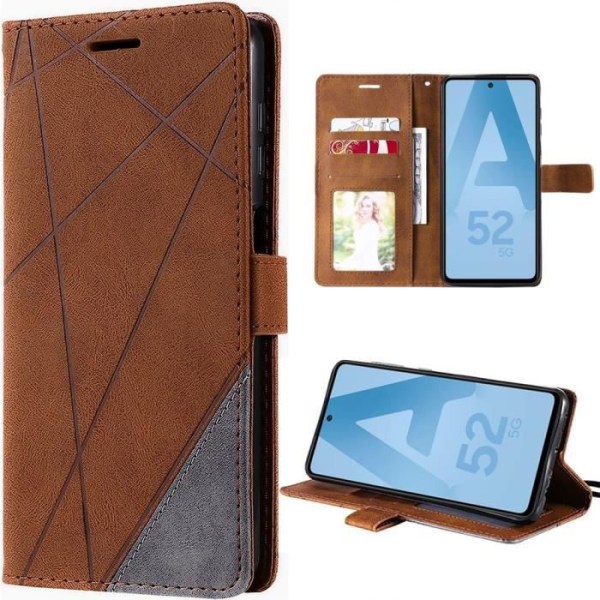 Fodral till Samsung Galaxy A52s 5G A52 4G-5G Flipfodral Flap Syntetläder Brun kastanj