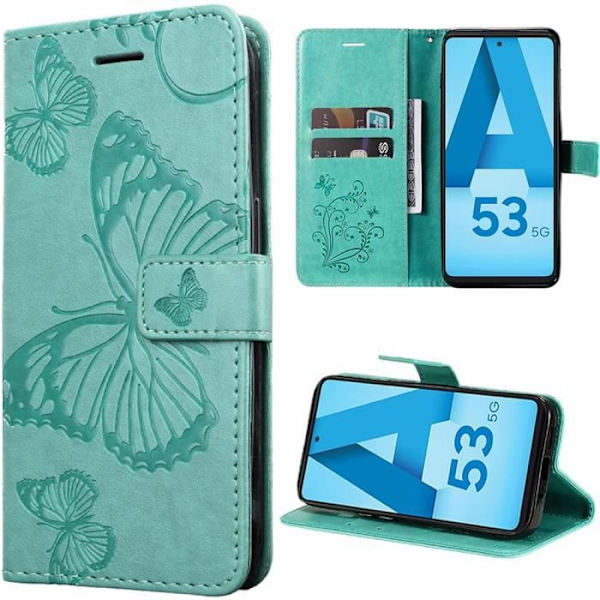 Coque - Samsung - Galaxy A53 5G - PU-läder Grön - Fjärilsdesign - Magnetisk Stängning Grön