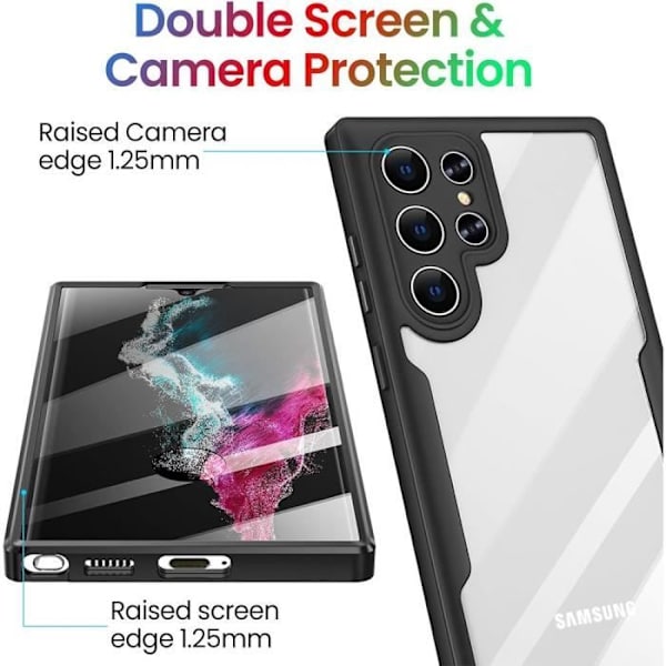 Skyddshölje - Samsung - Galaxy S24 Ultra - 360-skydd - Förstärkt kant - Stötbeständig Svart