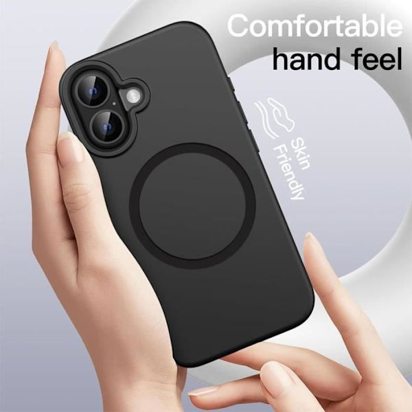 Silikonfodral till iPhone 16, stötsäkert skydd med mattsvart metallcirkel