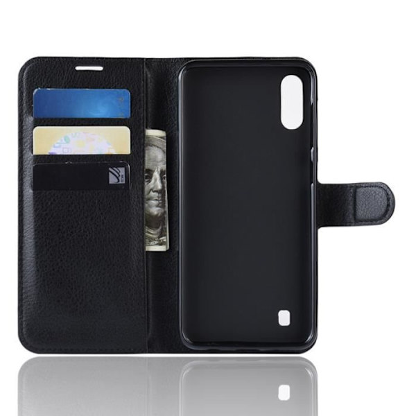 Fodral Cover Coque För Samsung Galaxy M10/A10 Black Wallet PU Läder Flip Fodral Cover svart