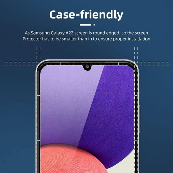 Skärmskydd - Advansia - Härdat glas - Samsung Galaxy A22 4G - Reptålig - 9H
