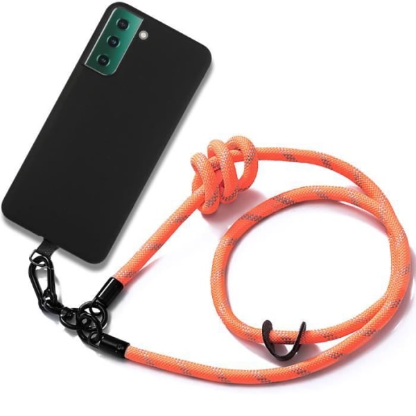 Lanyardfodral för Samsung Galaxy S21 FE Silikon Slim Stötsäkert Svart med Rugged Lanyard Orange Orange