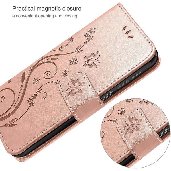 Fodral + 2 Doppade Glas för Samsung Galaxy S26 FE, Stötsäker Repfria PU Läder Rosa Blommönster Ros