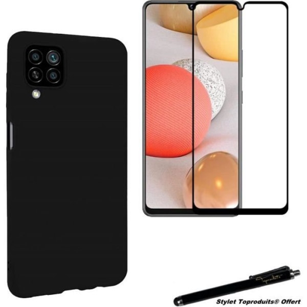 Skyddsfodral - Toproduits® - Galaxy A12 - Svart - Härdat glas - Flexibel Svart