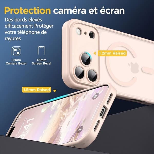 Skal + 2 Doppade Glas för iPhone 18 Pro Max, med Magnetring - Rosa Ros