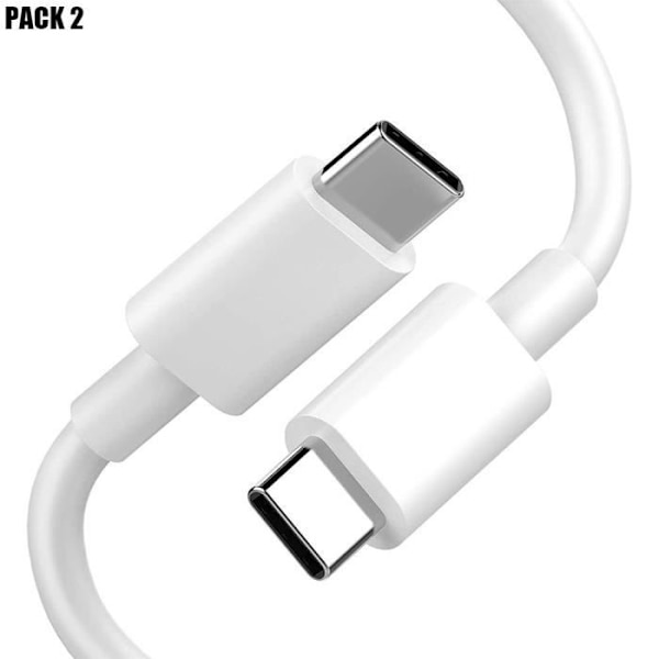 USB-C till USB-C-kabel för iPhone 16 Pro Max, iPhone 16 Pro, iPhone 16, iPhone 16e - Vit 1M - Pack om 2 Vit