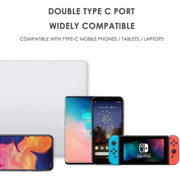 Cabel Laddare Typ-C - E.F.CONNECTION - 3x 1M - Kompatibel med Google Pixel 9 - 9 Pro - 8 - 8a - 8 Pro - Vit Vit