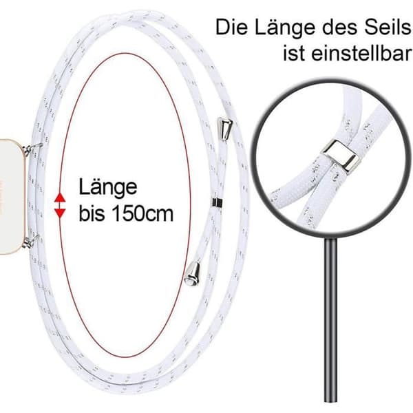 Skydd - Silikon - för iPhone 16 Plus - Stöttålig - Repfria - Justerbar axelrem Vit