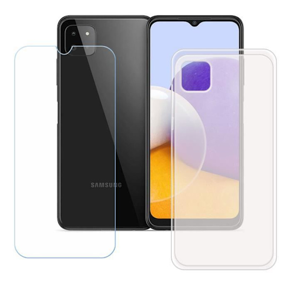 FZ genomskinligt fodral för Samsung Galaxy A22 5G (6,4") + härdat glas, HD skyddsfilm - TPU silikonfodral Shell.