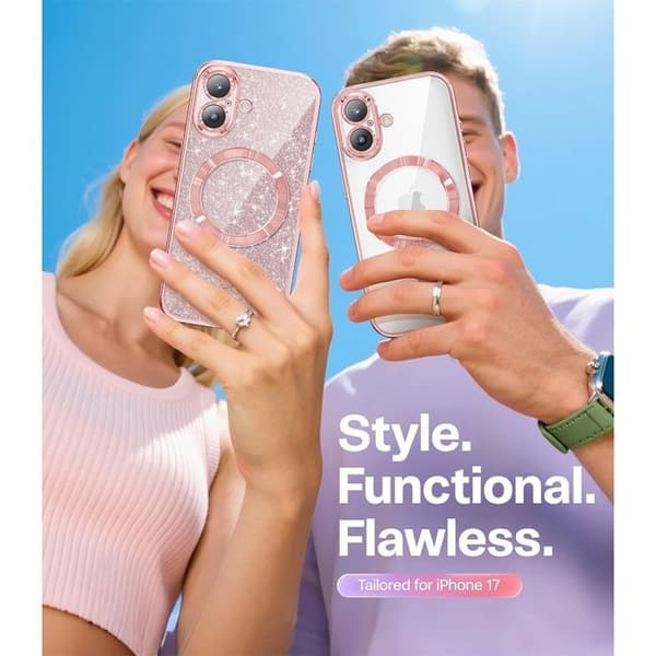 Skyddshölje - BOOLING - för iPhone 17 - med Magnetring - Rosa - 2 Härdade Glas Rosa