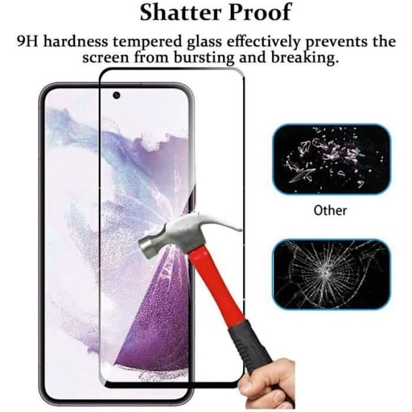 Skyddsglas - BOOLING - för Samsung Galaxy S23 - Paket med 2 - Härdat glas - Heltäckande skydd Transparent med svart kant