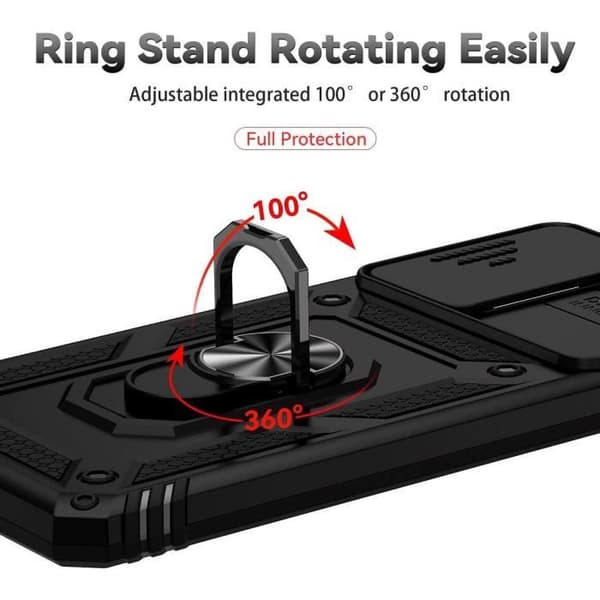 Fodral för Samsung A04s Black Rigid Camera Cover Ring Stötsäkert stöd Svart