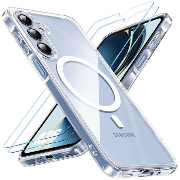 Coque för Samsung Galaxy A36 5G med Magnetcirklar + 2 Härdade Glas - BOOLING® Transparent