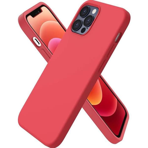 Silikonfodral för iPhone 13 Pro Max (6,7") Röd och 2 härdade glasögon